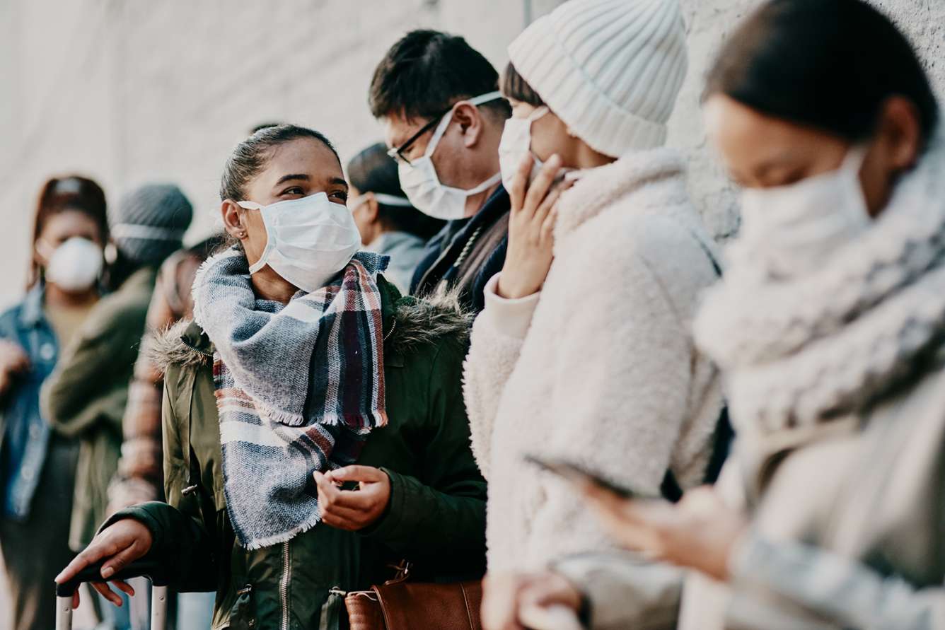 Group of people wearing face masks