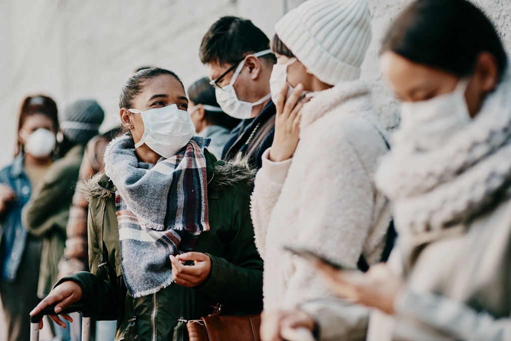 Group of people wearing face masks