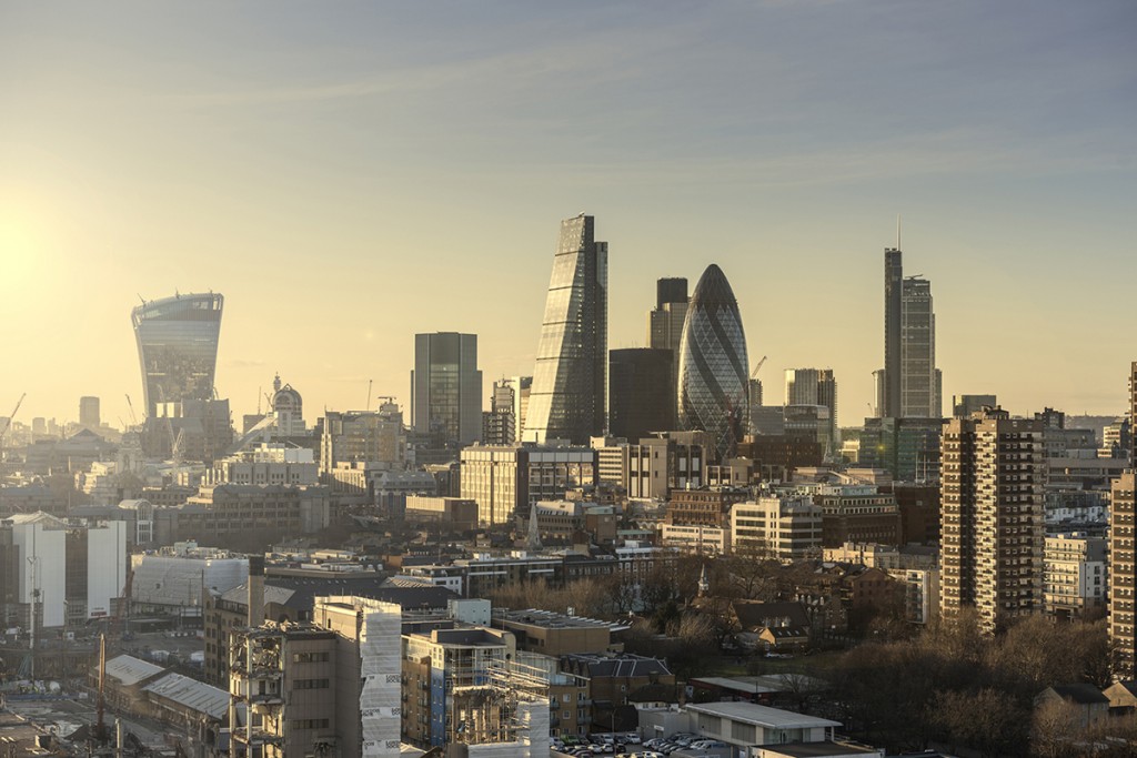 City of London at sunset looking west