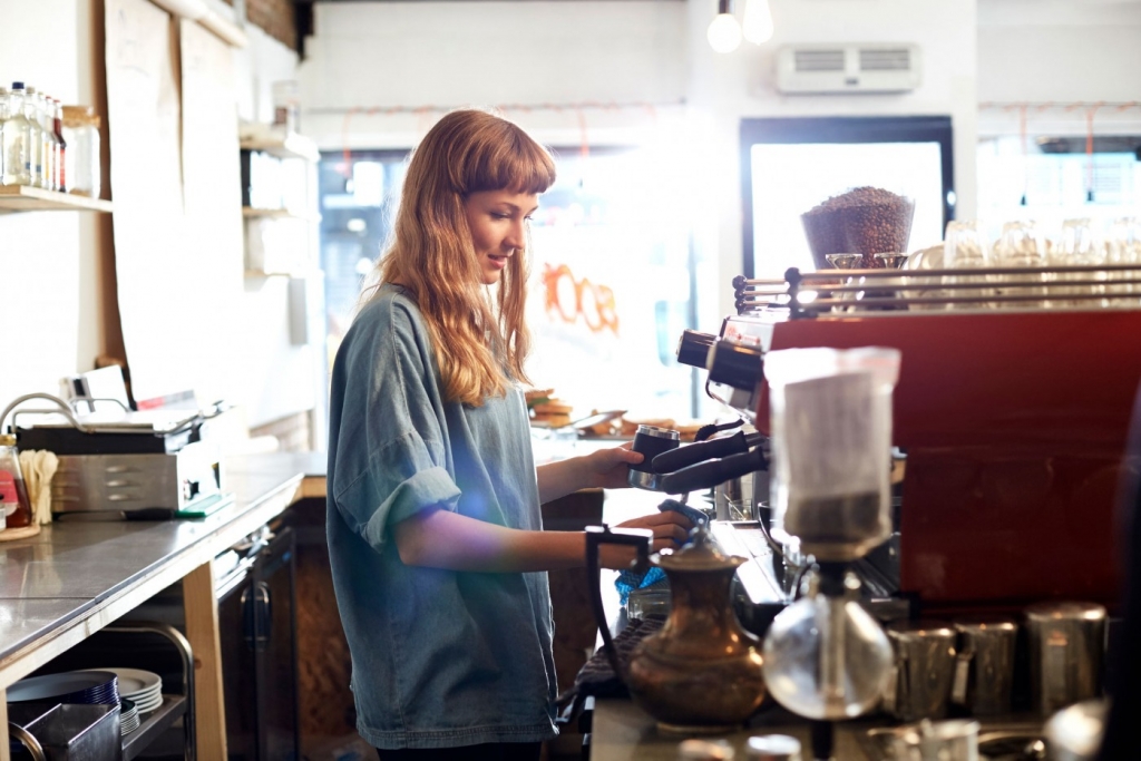 Woman working in a coffee shop