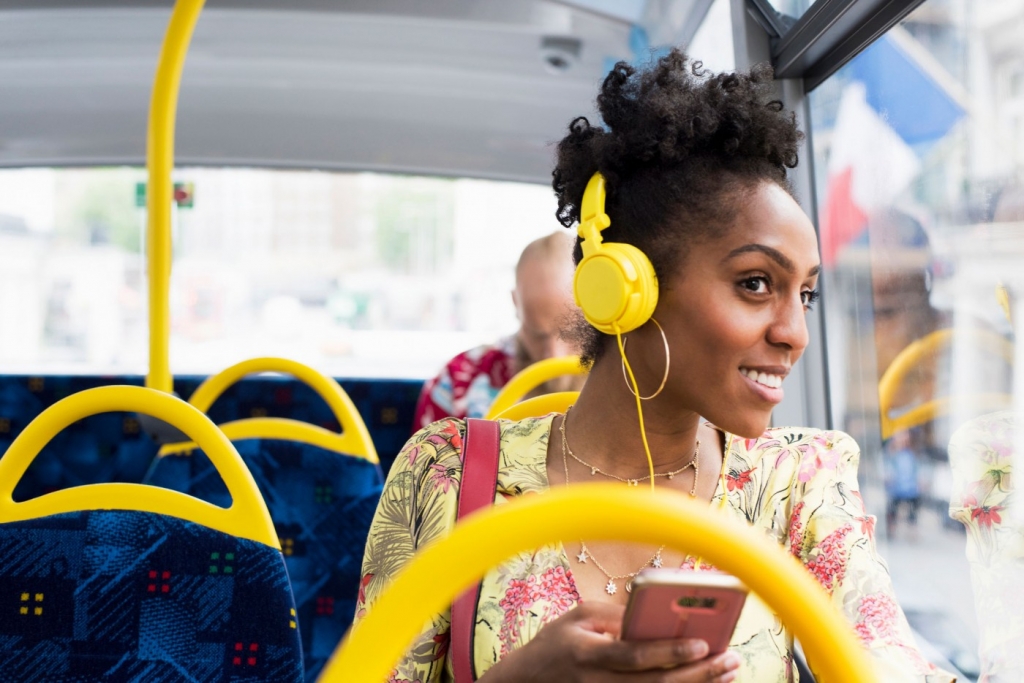 Woman on bus